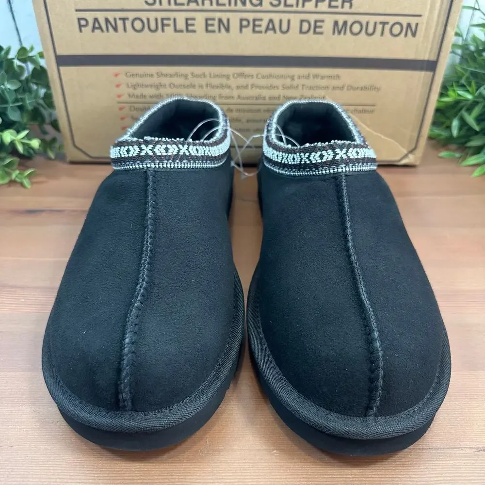 Kirkland Signature Unisex Black Shearling Slippers Size M11/W12